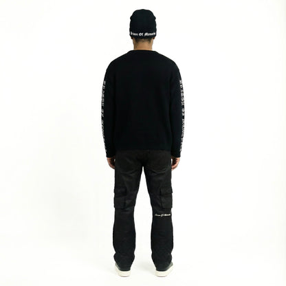DISTRESSED SCRIPT KNIT
